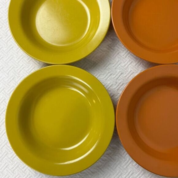 Vintage Melmac Melamine Bowl Set 3 Orange 3 Yellow Serve 6 70s 80s Retro MCM - Picture 3 of 12